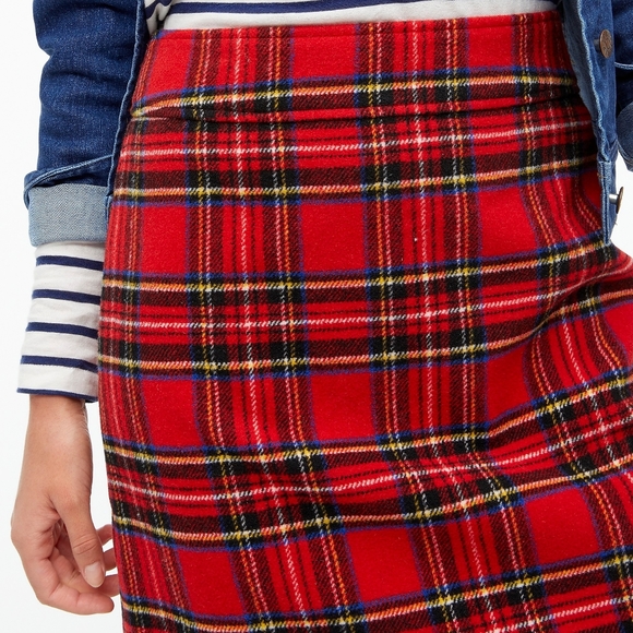 New! J. Crew sz 4 Wool-blend A-line red tartan mini skirt NWT - Picture 3 of 13